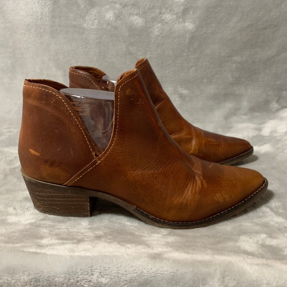 Steve Madden Austin Brown Leather V Cut Ankle Boots Women's Size 9.5 M Western - Picture 5 of 13